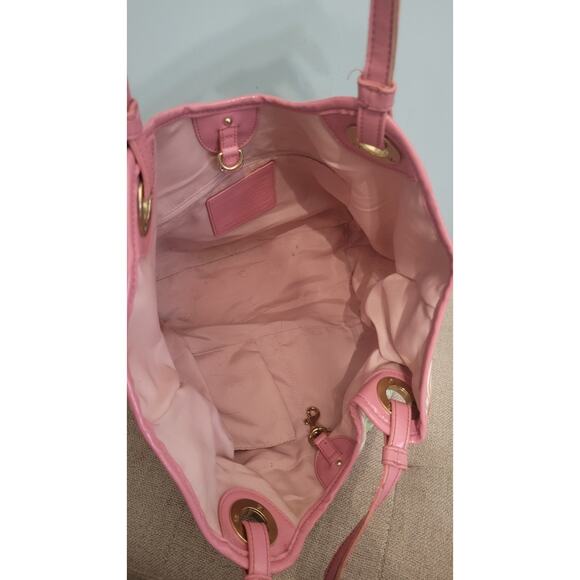 Coach Scribble Pop Art Tote Bag F19184 Pink Patent Leather Trim Shoulder Purse - Picture 7 of 15